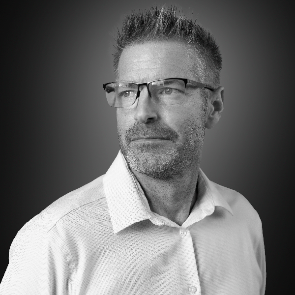 black and white portrait of Graphic Designer Christian Birckett